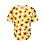 Sunflower Polka Dot Pattern Print Men's Baseball Jersey