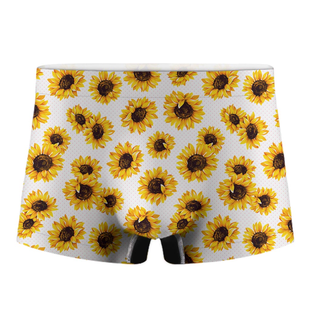 Sunflower Polka Dot Pattern Print Men's Boxer Briefs