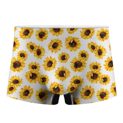 Sunflower Polka Dot Pattern Print Men's Boxer Briefs