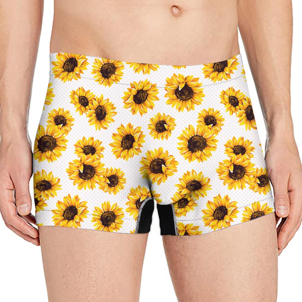 Sunflower Polka Dot Pattern Print Men's Boxer Briefs