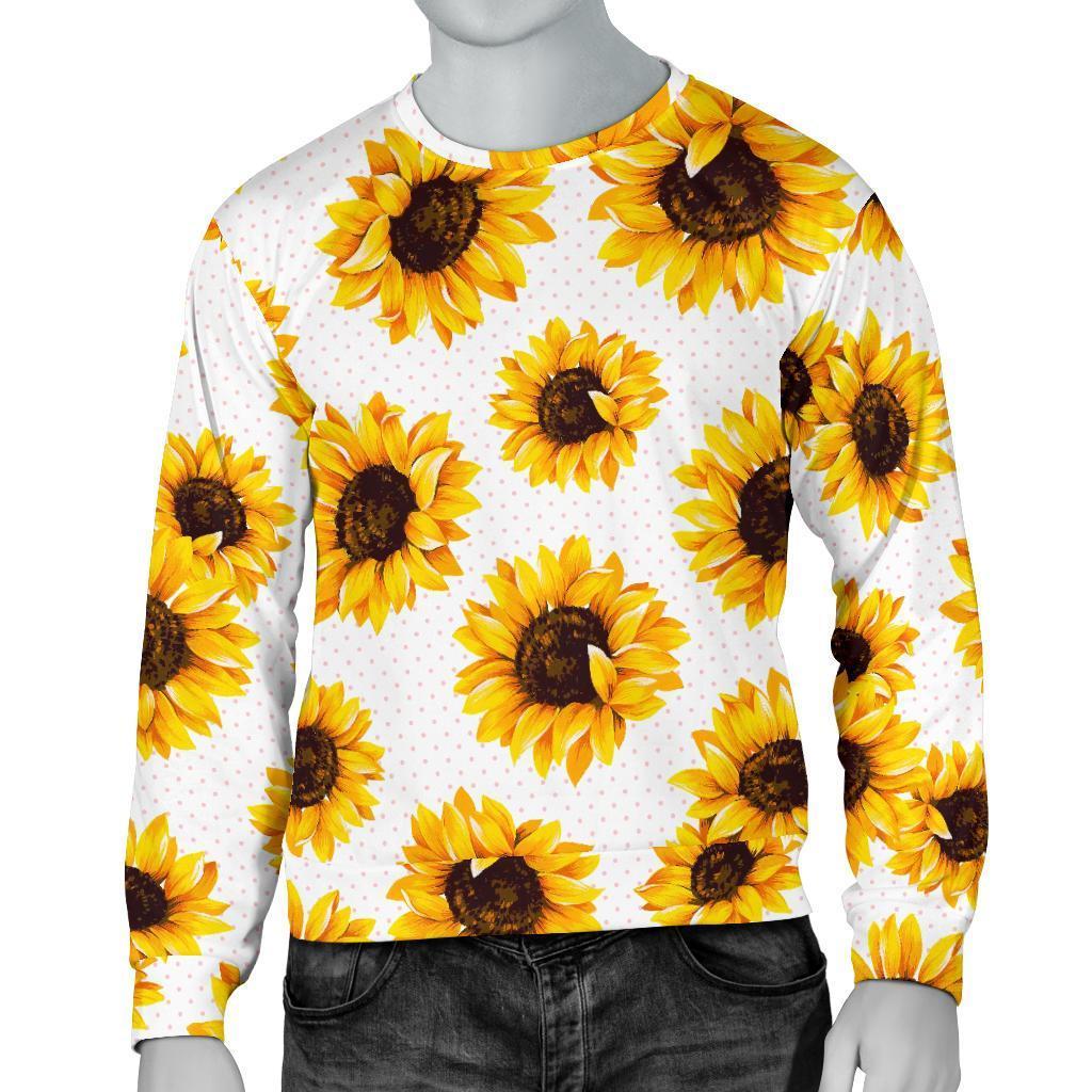 Sunflower Polka Dot Pattern Print Men's Crewneck Sweatshirt GearFrost