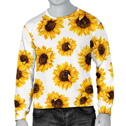 Sunflower Polka Dot Pattern Print Men's Crewneck Sweatshirt GearFrost