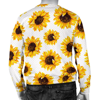 Sunflower Polka Dot Pattern Print Men's Crewneck Sweatshirt GearFrost