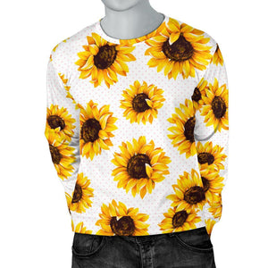 Sunflower Polka Dot Pattern Print Men's Crewneck Sweatshirt GearFrost