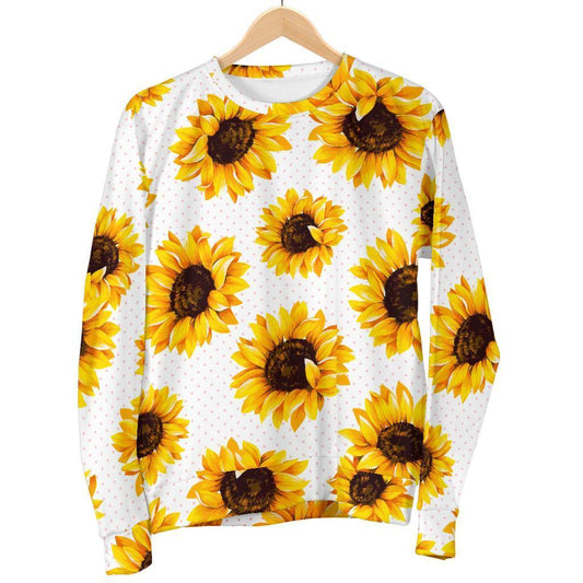 Sunflower Polka Dot Pattern Print Men's Crewneck Sweatshirt GearFrost