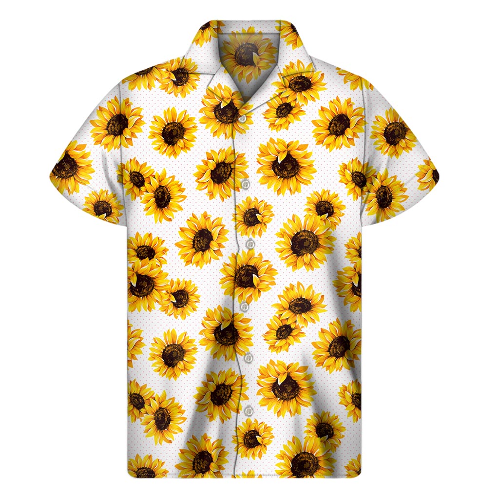 Sunflower Polka Dot Pattern Print Men's Short Sleeve Shirt
