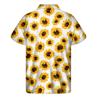 Sunflower Polka Dot Pattern Print Men's Short Sleeve Shirt