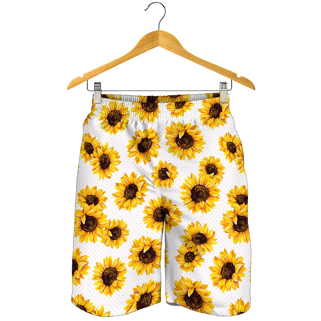 Sunflower Polka Dot Pattern Print Men's Shorts