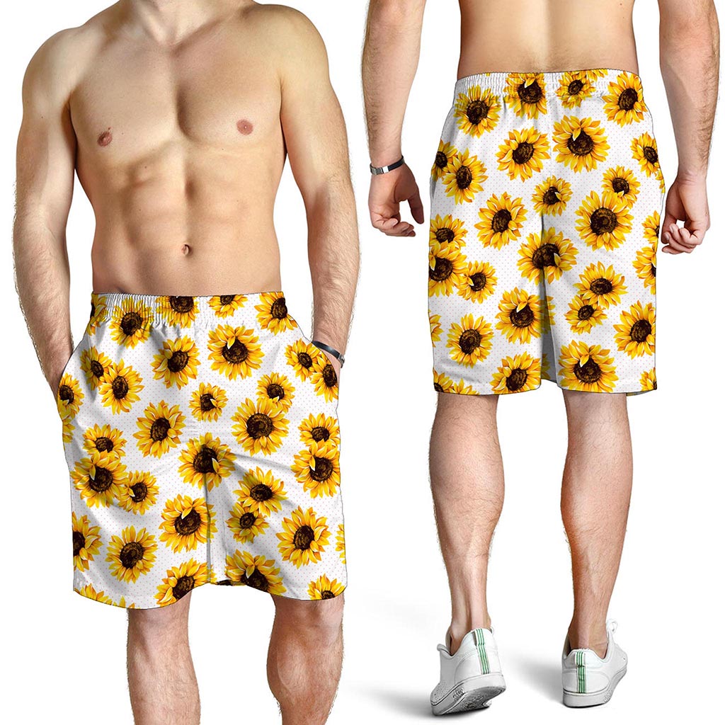 Sunflower Polka Dot Pattern Print Men's Shorts