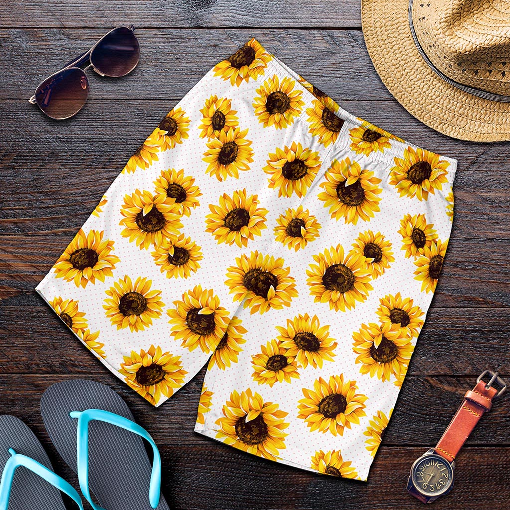 Sunflower Polka Dot Pattern Print Men's Shorts
