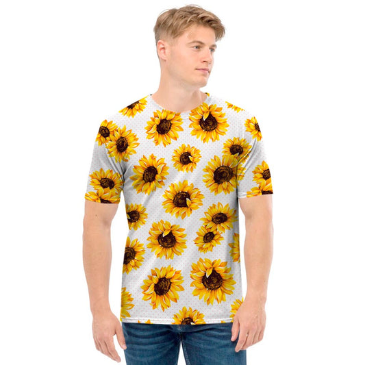 Sunflower Polka Dot Pattern Print Men's T-Shirt