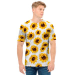 Sunflower Polka Dot Pattern Print Men's T-Shirt