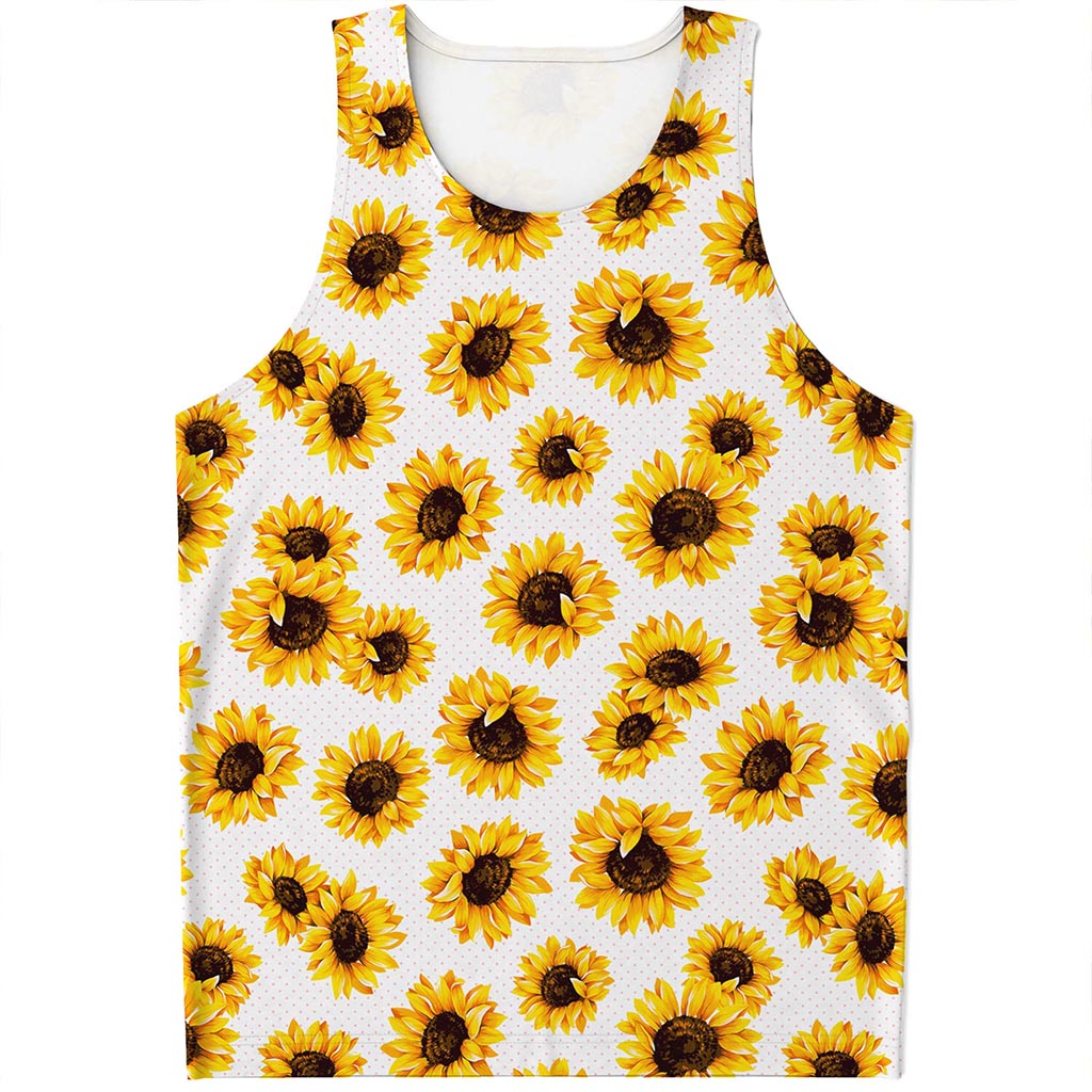 Sunflower Polka Dot Pattern Print Men's Tank Top
