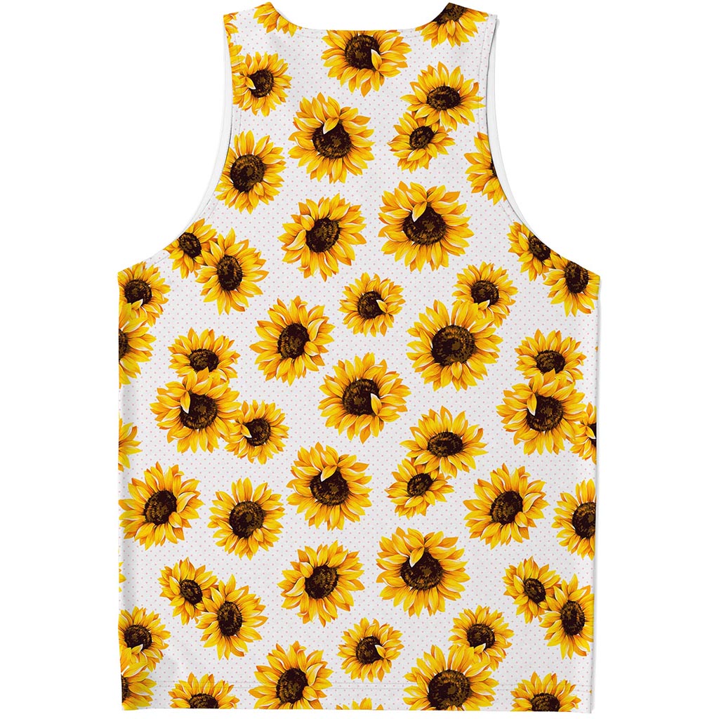 Sunflower Polka Dot Pattern Print Men's Tank Top