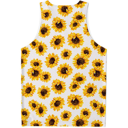 Sunflower Polka Dot Pattern Print Men's Tank Top