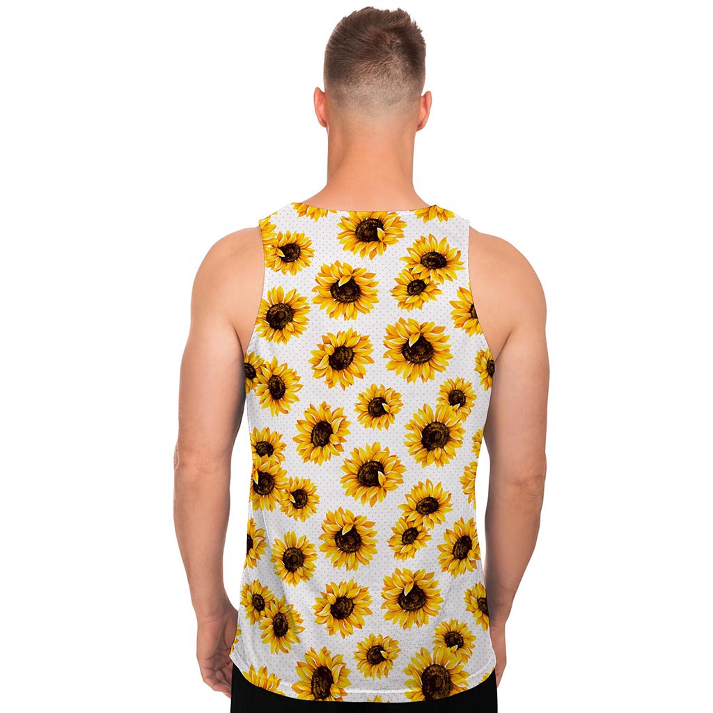Sunflower Polka Dot Pattern Print Men's Tank Top