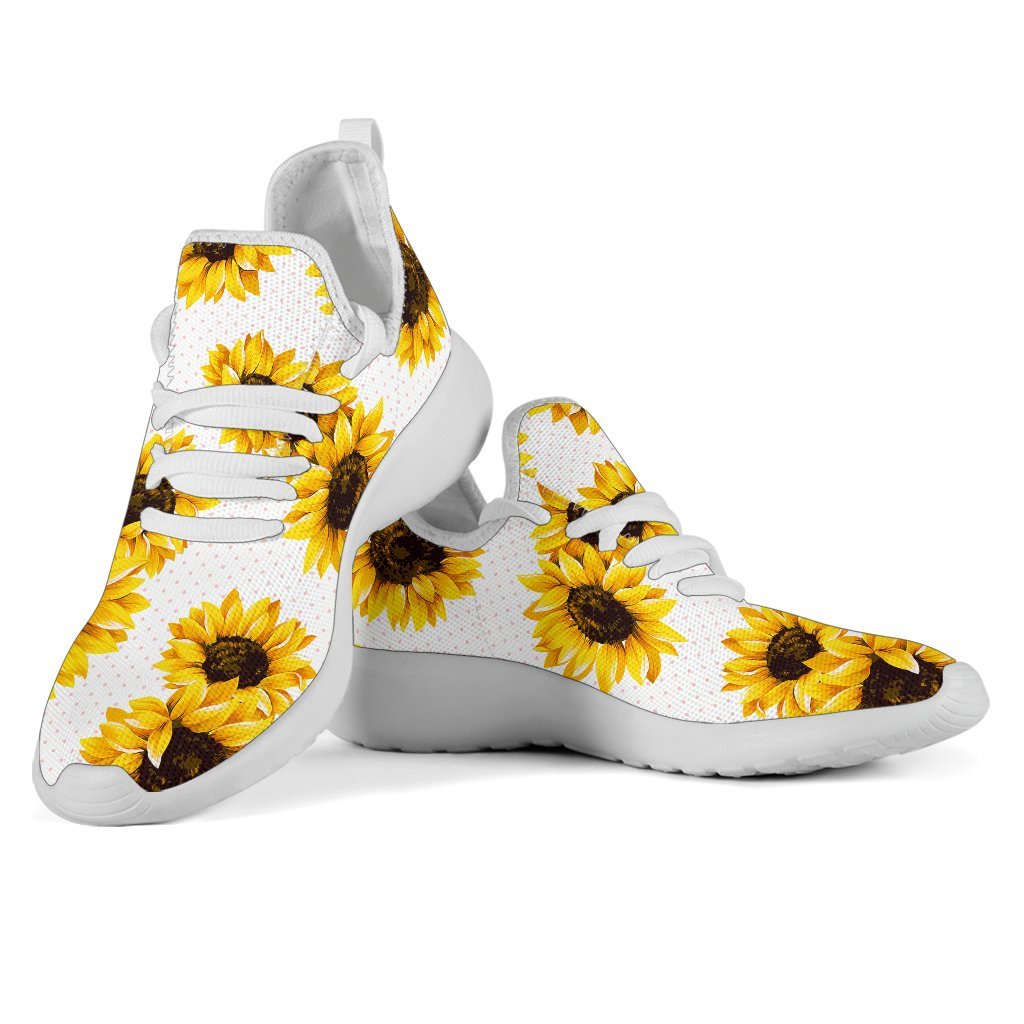 Sunflower Polka Dot Pattern Print Mesh Knit Shoes GearFrost