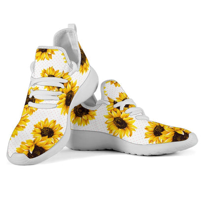 Sunflower Polka Dot Pattern Print Mesh Knit Shoes GearFrost