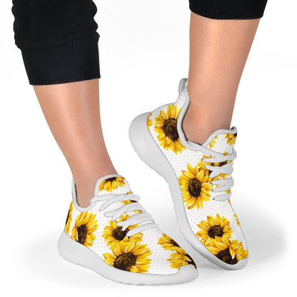 Sunflower Polka Dot Pattern Print Mesh Knit Shoes GearFrost