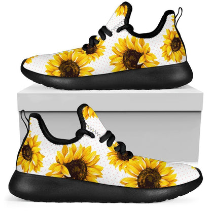 Sunflower Polka Dot Pattern Print Mesh Knit Shoes GearFrost