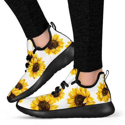 Sunflower Polka Dot Pattern Print Mesh Knit Shoes GearFrost