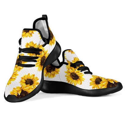 Sunflower Polka Dot Pattern Print Mesh Knit Shoes GearFrost