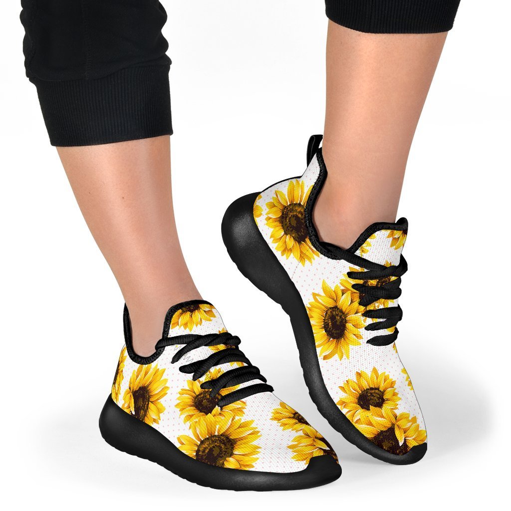 Sunflower Polka Dot Pattern Print Mesh Knit Shoes GearFrost