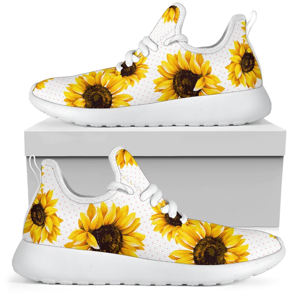 Sunflower Polka Dot Pattern Print Mesh Knit Shoes GearFrost