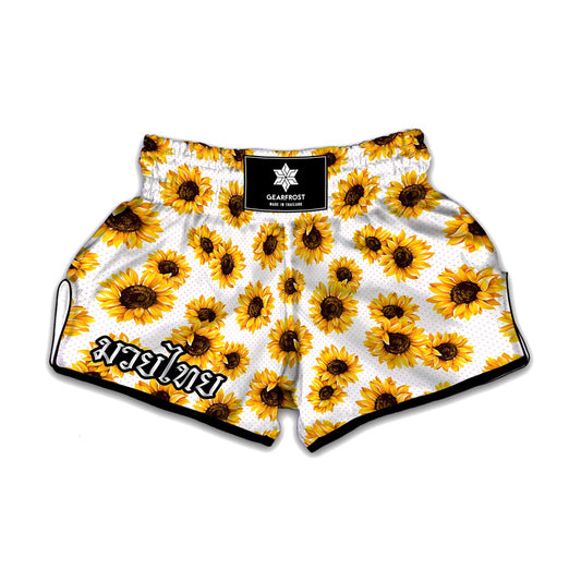 Sunflower Polka Dot Pattern Print Muay Thai Boxing Shorts