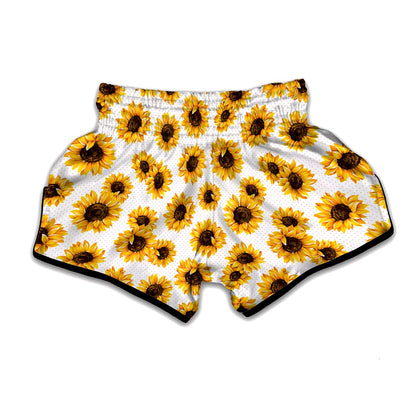 Sunflower Polka Dot Pattern Print Muay Thai Boxing Shorts