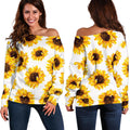 Sunflower Polka Dot Pattern Print Off The Shoulder Sweatshirt