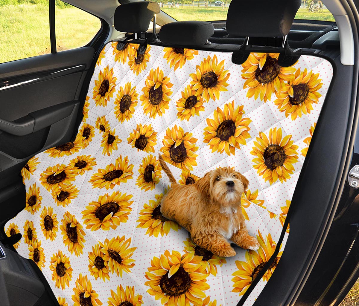 Sunflower Polka Dot Pattern Print Pet Car Back Seat Cover