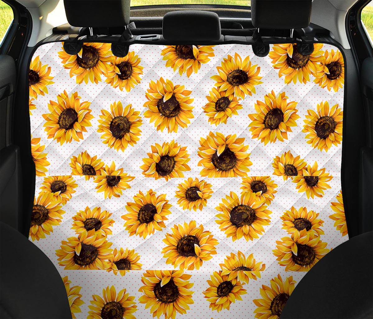 Sunflower Polka Dot Pattern Print Pet Car Back Seat Cover