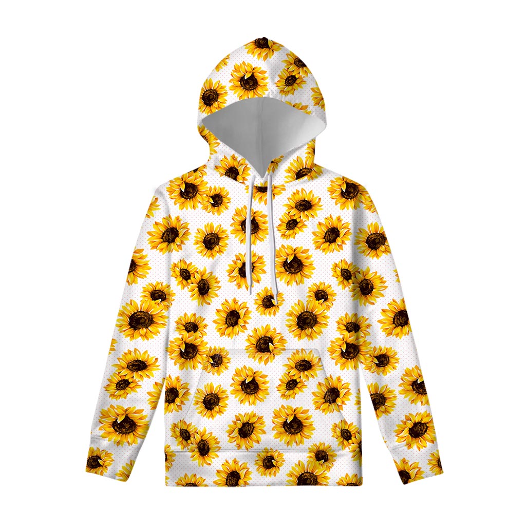 Sunflower Polka Dot Pattern Print Pullover Hoodie