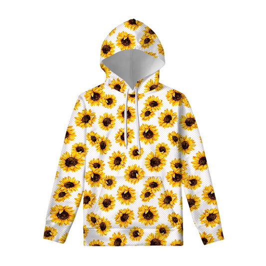 Sunflower Polka Dot Pattern Print Pullover Hoodie