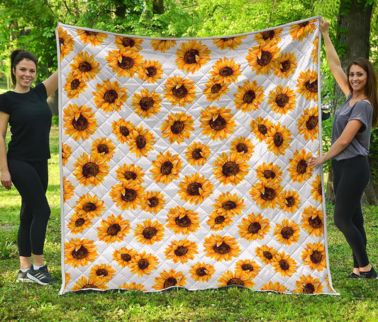 Sunflower Polka Dot Pattern Print Quilt