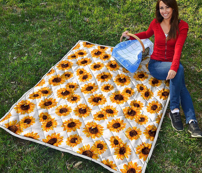 Sunflower Polka Dot Pattern Print Quilt