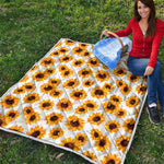 Sunflower Polka Dot Pattern Print Quilt