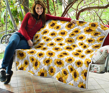 Sunflower Polka Dot Pattern Print Quilt