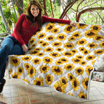 Sunflower Polka Dot Pattern Print Quilt