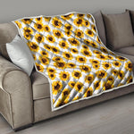 Sunflower Polka Dot Pattern Print Quilt
