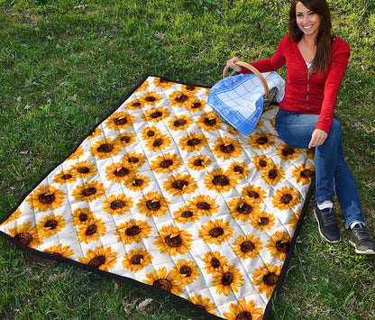 Sunflower Polka Dot Pattern Print Quilt