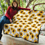Sunflower Polka Dot Pattern Print Quilt
