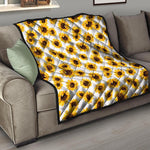 Sunflower Polka Dot Pattern Print Quilt
