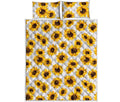Sunflower Polka Dot Pattern Print Quilt Bed Set
