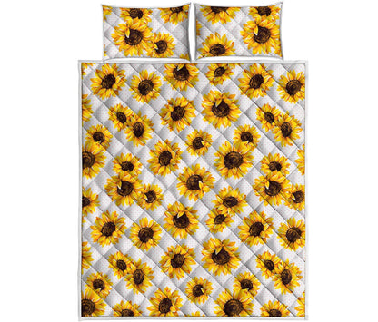 Sunflower Polka Dot Pattern Print Quilt Bed Set