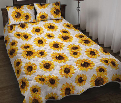 Sunflower Polka Dot Pattern Print Quilt Bed Set