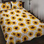 Sunflower Polka Dot Pattern Print Quilt Bed Set