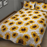 Sunflower Polka Dot Pattern Print Quilt Bed Set