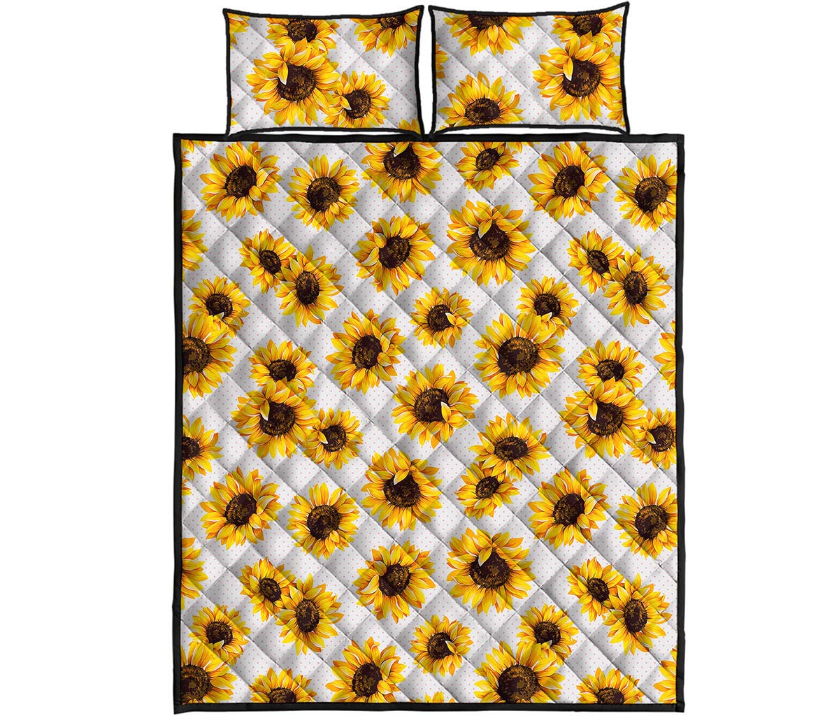 Sunflower Polka Dot Pattern Print Quilt Bed Set